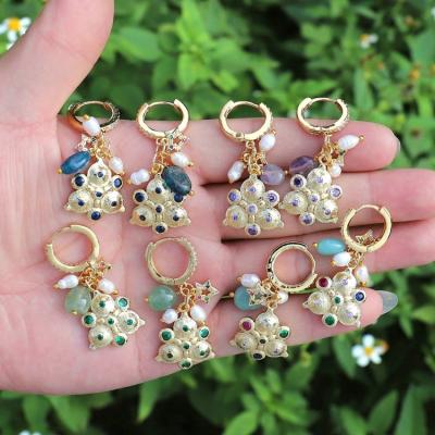 China New Design Zircon Insert CZ Stud Earrings Classic Micro Cubic Brass Style CZ Brass Earrings for sale