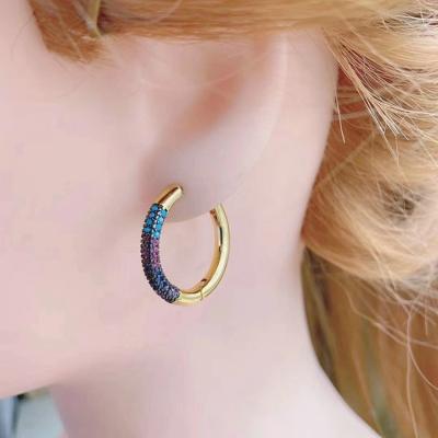 China Classic Circle Earrings Punk Style Jewelry Zircon Micro Pave Commemorative Gold Plated Earrings Jewelry Gift Wholesale for sale