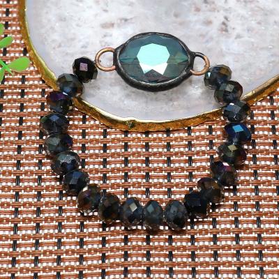 China TRENDY Classic Bronze Color Natural Stone Finding Jewelry Making Pulsera De Piedras Preciosas for sale