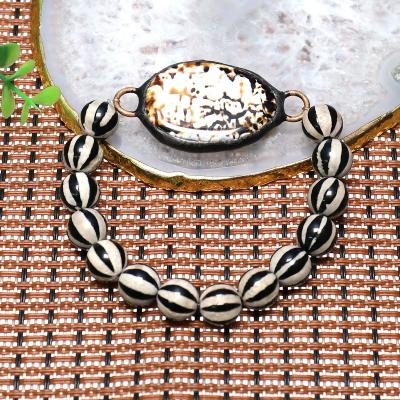 China Vintage Vintage Color Bronze Agate Round Shape Beaded Natural Jewelry Finding Connector Make Bracelet for sale