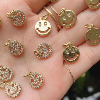 China Wholesale FASHIONABLE Wacky Happy Smile Face Zircon Micro Pave Pendant DIY Women Jewelry Gift Accessories for sale