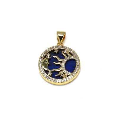 China Retro Six Pointed Environmental Friendly Delicate Lapis Lazuli Star Round Pendant Charm Blue for sale