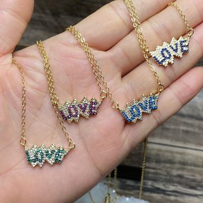 China Fashionable Tasty Rainbow Color Necklace Jewelry Custom Initial Love Necklace For Girlfriend Jewelry Gift Letter Charms Necklace For Women for sale