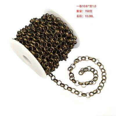 China 2021 Environmental Friendly High Quality Oval Shape Brass Bronze Plated Link Chain Roll Wholesale for sale