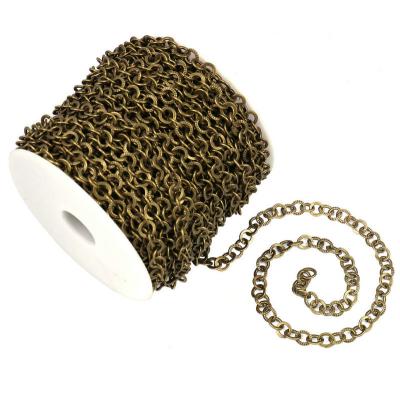 China Environmental Friendly New Fashion Bronze Round Shaped Brass Link Chain Roll Chain For Bracelets Necklaces Jewelry Making for sale