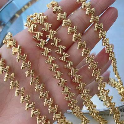 China Environmental Friendly Metal Copper Gold Brass Link Chains Bulk Curb Chain For DIY Craft Jewelry Chain Making for sale