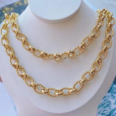 China Wholesale Twist Shape Clasp Connector Jewelry Roll Gold Plated Brass Chain for sale