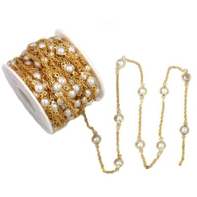 China Fashion Rosary Chain Environmental Friendly Jewelry, Exquisite High Quality Copper-plated Pearl Beaded Rosary Chain Wholesale for sale