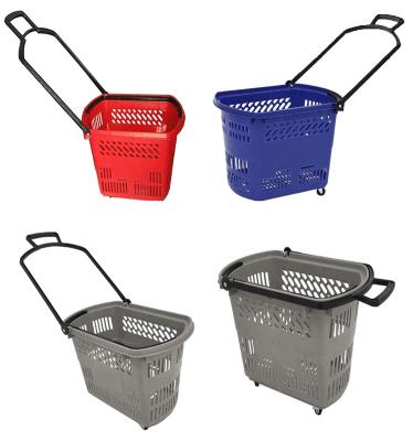 China Collapsible Eco - Friendly Supermarket Carry Vegetable Basket Trolley Basket With Wheels for sale