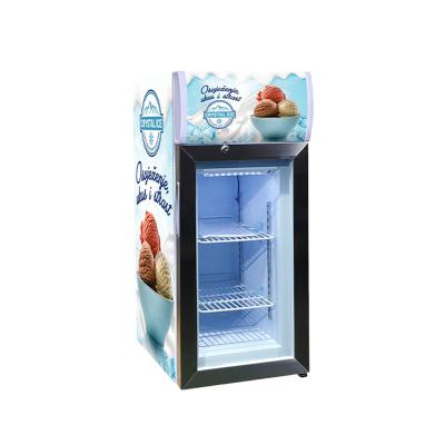 China New Single-temperature Mini Counter Top Glass Door 21L Ice Cream Display Freezer with ETL for sale