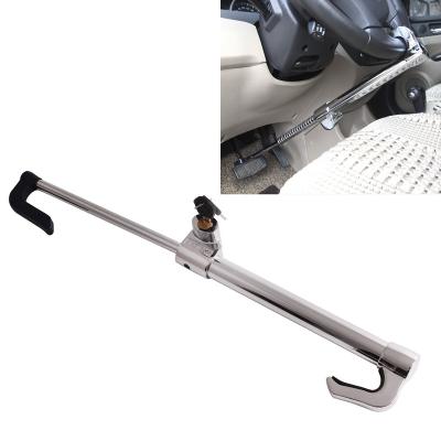 China Steel C- Brake Pedal to Steering Wheel Lock, Anti-Theft Retractable Double Hook Car Clutch Pedal Lock with 3 Keys for sale