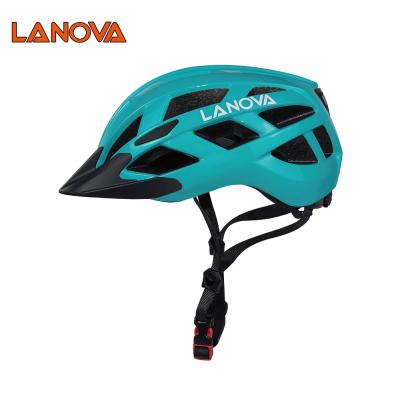 China 2021 PC+EPS High Quality Bicycle Cycling Helmet With LED Lights Cycling Helmet With Visor Adjuster for sale