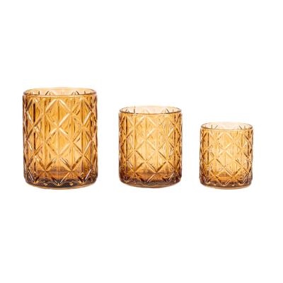 China Long Lasting Success Factory Prices Embossed Luxury Crystal Glass Tealight Votive Candle Holders Candle Jars For For Home Decor for sale