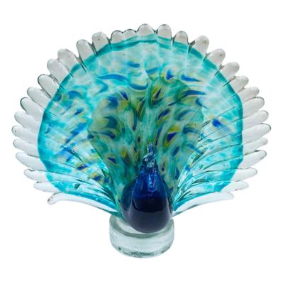 China Direct Handmade Glass Peacock Murano Art Style Glass Animal Ornament Crystal Figurine from China Factory for Home Decoration for Table Top for sale