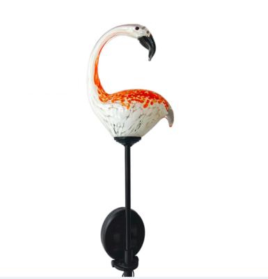 China Art Glass Design With Factory Price Metal Animal Solar Light Stakes Garden Decoration Solar Light Outdoor Blown Glass Stakes With Murano Glass Goose for sale