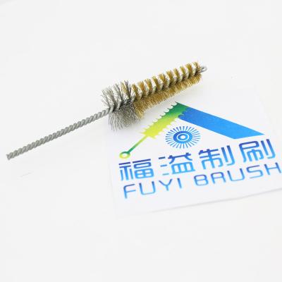 China Driving steel against the twisted bronze cleaning brush in the tube shape shaft brush wire special deburring and polishing brush for sale