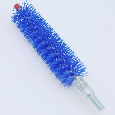 China Blue Nylon Tube Brush Cleaning Machine Water Long Handle Air Rotary Round Condenser Dust Nylon Tube Treatment Cleaning Brush for sale