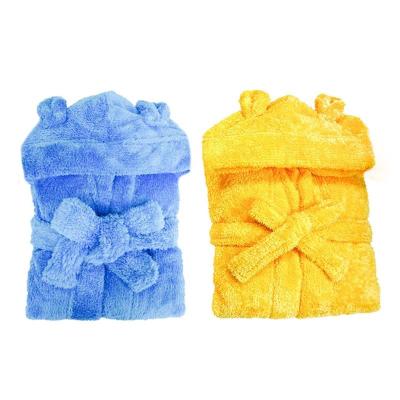 China High Quality Hooded Super Soft Girls And Boys Coral Fleece Kids Bathrobe For Soft Touch Child Bathrobe for sale