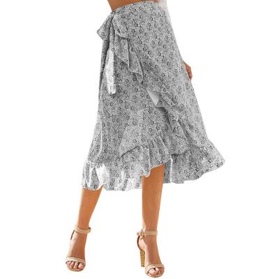 China Hot sale anti-static lace split chiffon skirt factory direct sales irregular floral skirt for sale