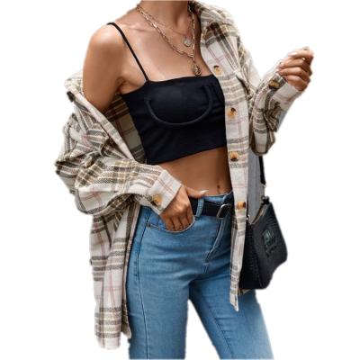 China Fashion Plaid Shirt Jacket Women Street Wear Women Loose Plaid Shirts Breathable Casual Single Button Long Sleeve Shirts for sale