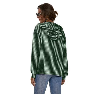 China Breathable Korean Style Distressed Hoodie Women Long Casual Striped Hoodie Women Fleece Oversized Hoodie for sale