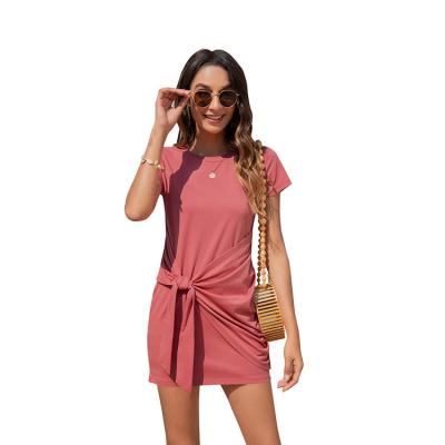 China 2021 Hot Selling Casual Dress Generous And Simple Dress Breathable Short Sleeve Dress for sale