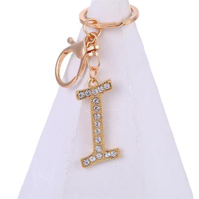 China Europe China manufacturer low price fashion high quality crystal letter rhinestone key chain key chain custom for sale