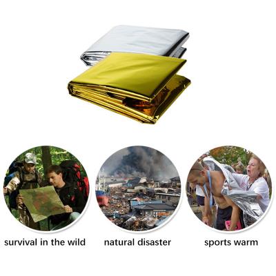 China PET + Silver Coating Outdoor Camping Hiking Survival Emergency Blanket Sleeping Bag Keep Warm for sale