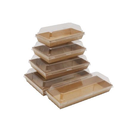 China Disposable No Glue Waterproof Environmental Friendly Craft Sushi Paper Packaging Tray With Lid for sale