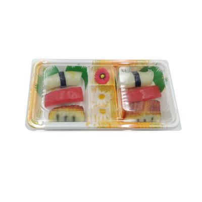 China Eco-friendly Take Out Food Containers Disposable Plastic Sushi Tray With Lid Sushi Container Food Packaging Box for sale