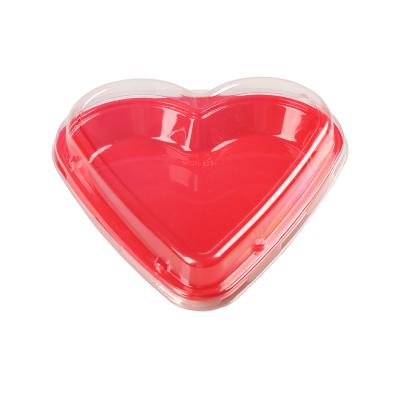 China Heart Shaped Eco-friendly Take Out Disposable Sushi Tray With Lid For Lover Honey Sweetie for sale