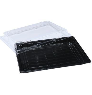 China HP-09 Japanese Style Disposable Plastic Sushi Tray With Clear Lid 238*145*23 mm for sale