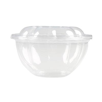 China 100% Transparent Round Top Materials Food Grade PET Plastic Disposable Takeout Fruit Salad Bowl With Lid for sale