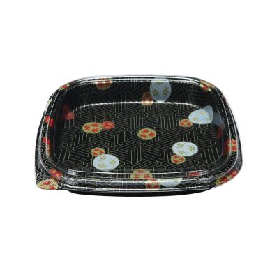 China Disposable Transparent Disposable Plastic Sushi Packing Tray Plastic Disposable Takeout Sushi Tray With Lid for sale