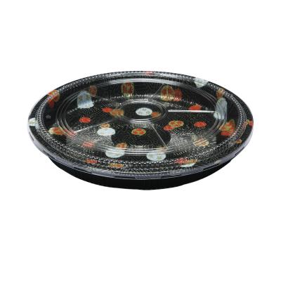 China 100% Food Grade Materials Plastic Packaging Tray Black Custom Customized Logo Item Sushi Party Trays for sale