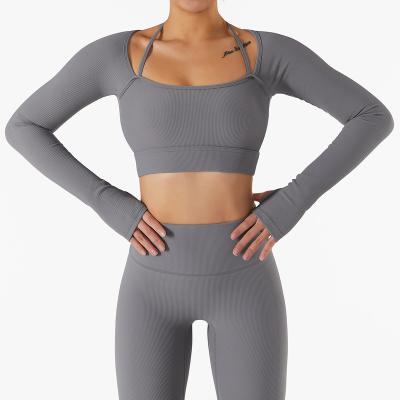 China Breathable Women's Long Sleeve Yoga Tops Tops Active Bra Women's Fitness Shirts Women's Gym Bra Gym Wear Sport Wear for sale