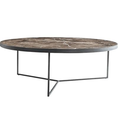 China Modern Modern Textured Gray Natural Marble Metal Frame Cafe Table for sale