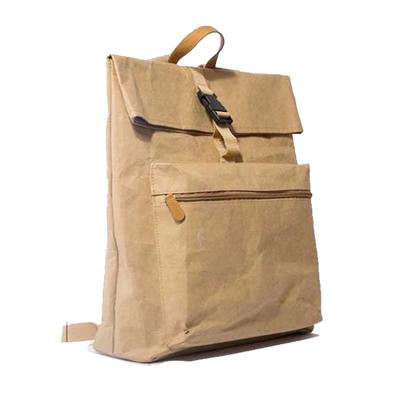 China Factory Custom Anti-theft Foldable Backpack Kraft Paper Washable Backpack In Street Style for sale