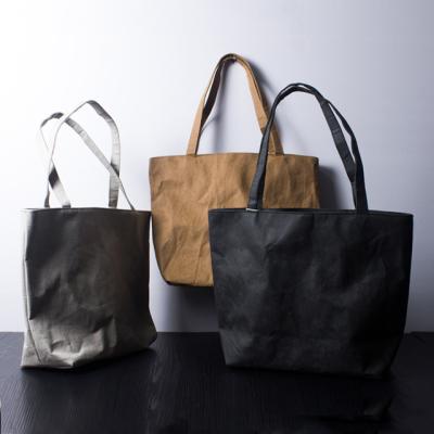 China Eco-friendly Washable Paper Tote Bag Brown Tote Bag Factory Washable Paper Tote Bag for sale