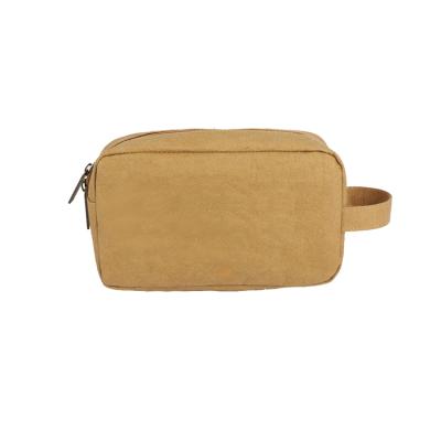 China Fashion Field Green Natural Washable Kraft Paper Custom Makeup Bag Personalized Cosmetic Bag for sale