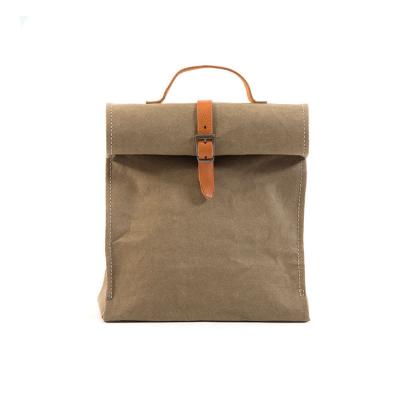 China Waterproof Green Field Washable Kraft Paper Cooler Bag Lunch Bag for sale