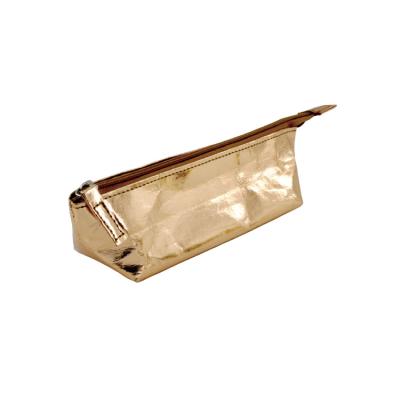 China Green Field Eco-friendly Rose Gold Washable Kraft Paper School Pencil Case Zipper Recyclable For Kids for sale