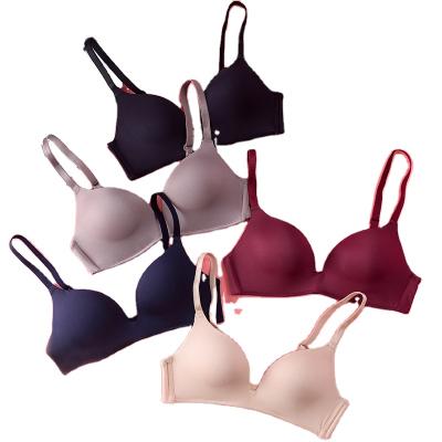 China New Arrival Dropshipping QUICK DRY Girls Shape Simple Solid Color Push Up T-shirt Bra Wireless Comfort Women Seamless Bra for sale