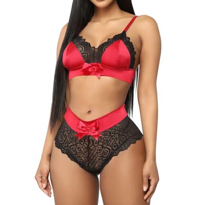 China 2 Piece Red Black Blue Seamless High Quality Custom Made Plus Size Corset Corset Lace Sexy Lingerie Bra Set QUICK DRY for Women for sale