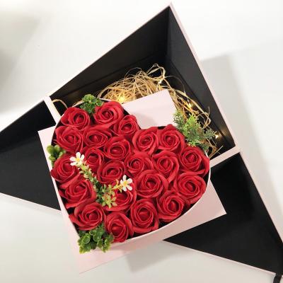 China 2022 Disposable Creative Characteristic Square Folding Two Layer Surprise Box Mounted Flower Box For Saint Valentine's Day for sale