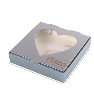 China Handmade Wholesale Creative Silver Custom Pizza Boxes With Heart Love Shape Window for sale