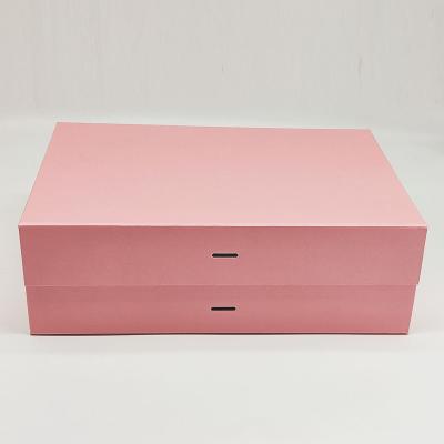 China Recyclable Pink Packaging With Handle Logo Printed Magnetic Folding Paper Custom Flat Pack Gift Boxes for sale