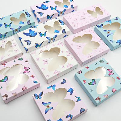 China Handmade Private Label Lashes Square Custom Boxes Packaging Box Butterfly Window Rectangle Eyelash Custom Logo for sale