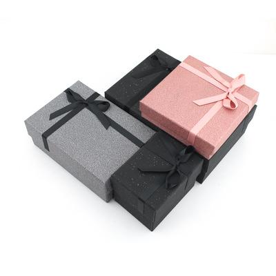 China Handmade Luxury Popular Bowknot Christmas Gift Box Package Jewelry Packaging Glitter Box for sale