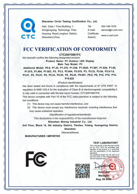 FCC - Shenzhen Abxing Industrial Co., Ltd.